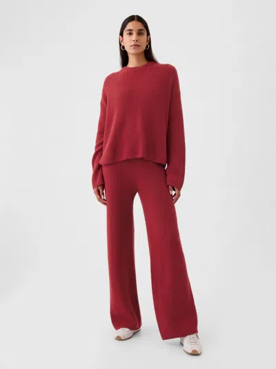 Gap Cashsoft Shaker-stitch Sweater Pants In Sled Red