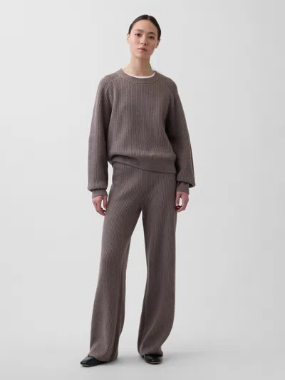 Gap Cashsoft Shaker-stitch Sweater Pants In Brown
