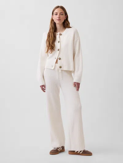 Gap Cashsoft Shaker-stitch Sweater Pants In White