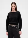 Gap Cashsoft Stretch Lantern-sleeve Crop Sweater In Black