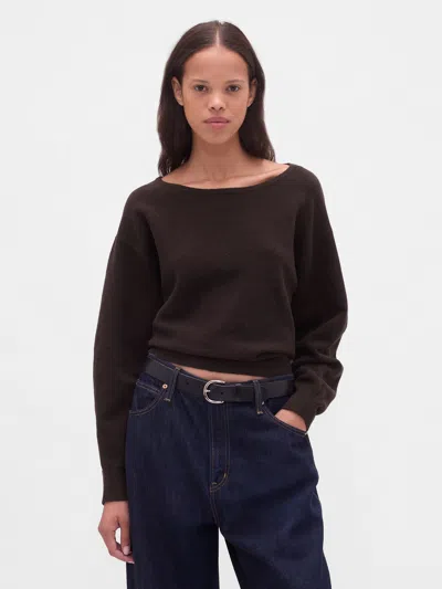 Gap Cashsoft Stretch Lantern-sleeve Crop Sweater In Green