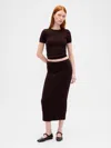 Gap Cashsoft Stretch Midi Skirt In Brown