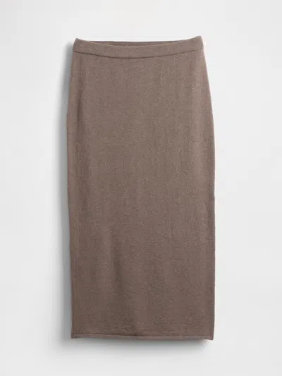 Gap Cashsoft Stretch Midi Skirt In Brown