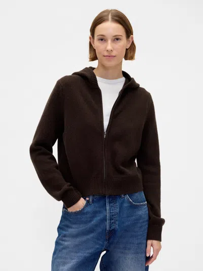 Gap Cashsoft Sweater Zip Hoodie In Brown
