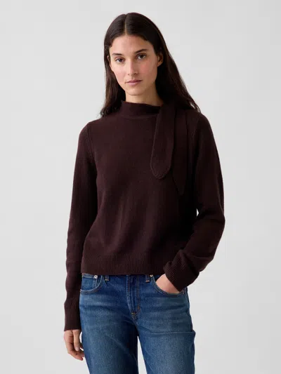 Gap Cashsoft Tie-neck Sweater In Terra Brown