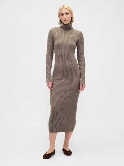 Gap Cashsoft Turtleneck Maxi Sweater Dress In Brown