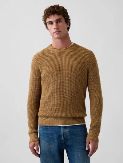 Gap Cashsoft Waffle Crew Sweater In Brown