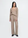 Gap Cashsoft Wide Rib Sweater Pants In Flannel Taupe Beige