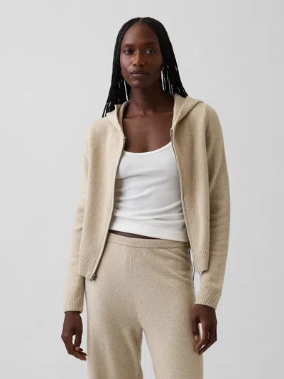 Gap Cashsoft Zip Hoodie In Cobblestone Beige