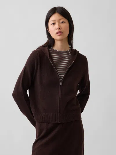 Gap Cashsoft Zip Hoodie In Terra Brown Heather