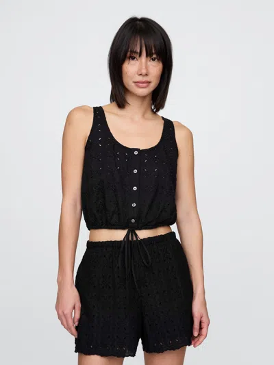 Gap Cinched-hem Cropped Top In Black