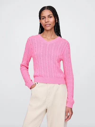 Gap Classic Cable-knit V-neck Sweater In May Pink