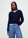 Gap Classic Cable-knit V-neck Sweater In Navy Blue