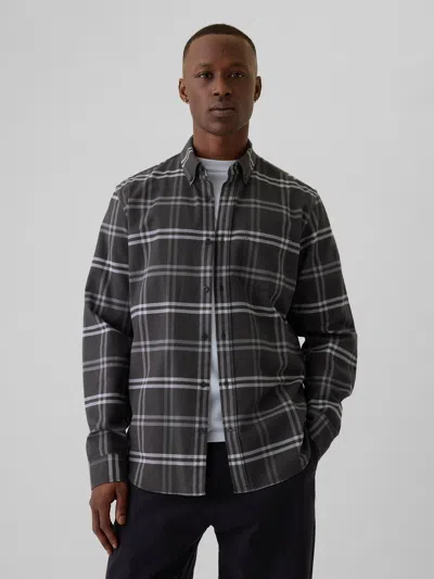 Gap Classic Oxford Shirt In Standard Fit In Grey Plaid