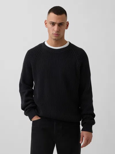 Gap Classic Raglan Crewneck Sweater In Black
