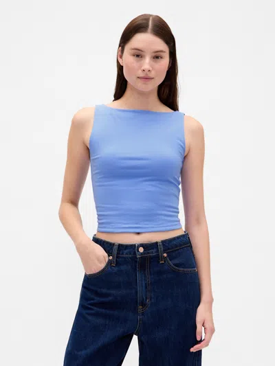 Gap Closeknit Jersey Boatneck Crop Tank Top In Blue