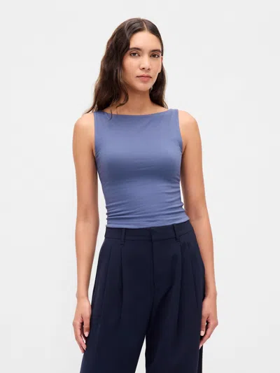 Gap Closeknit Jersey Boatneck Crop Tank Top In Blue