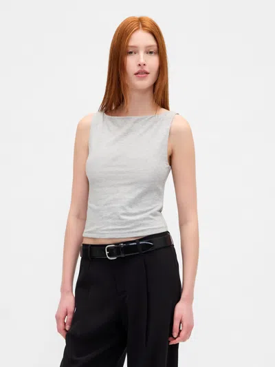 Gap Closeknit Jersey Boatneck Crop Tank Top In Gray