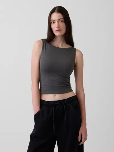 Gap Closeknit Jersey Boatneck Crop Tank Top In Gray