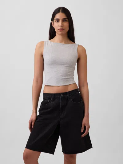 Gap Closeknit Jersey Boatneck Crop Tank Top In Gray
