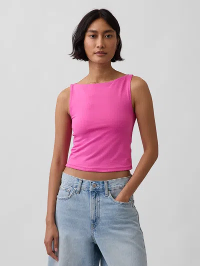 Gap Closeknit Jersey Boatneck Crop Tank Top In Pink