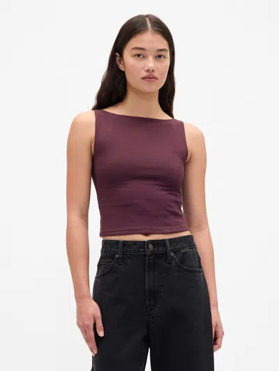 Gap Closeknit Jersey Boatneck Crop Tank Top In Purple