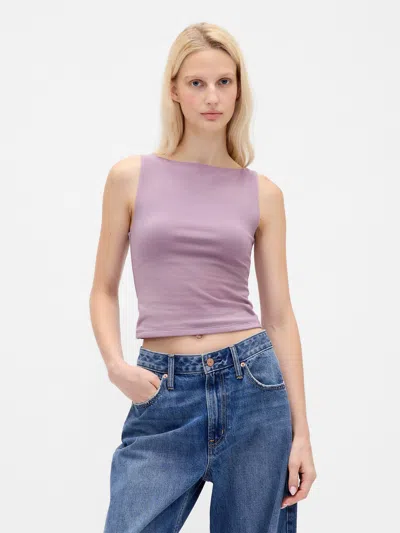 Gap Closeknit Jersey Boatneck Crop Tank Top In Purple