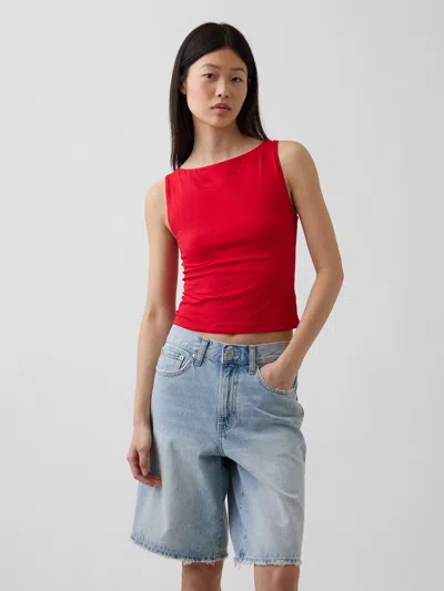 Gap Closeknit Jersey Boatneck Crop Tank Top In Red