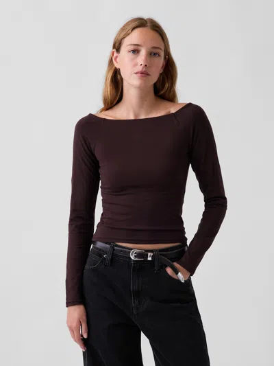 Gap Closeknit Jersey Crop T-shirt In Brown