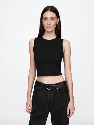 Gap Closeknit Jersey Cropped Shell Tank Top In Black