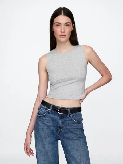 Gap Closeknit Jersey Cropped Shell Tank Top In Light Grey