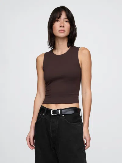 Gap Closeknit Jersey Cropped Shell Tank Top In Terra Brown