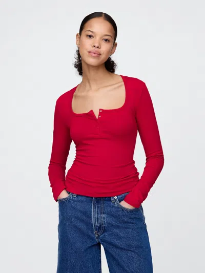 Gap Closeknit Jersey Henley T-shirt In Modern Red