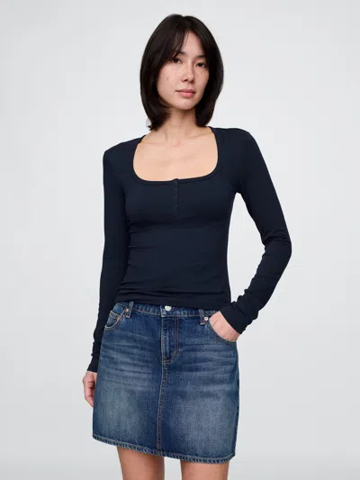 Gap Closeknit Jersey Henley T-shirt In Navy Blue