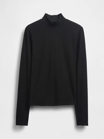Gap Closeknit Jersey Mockneck T-shirt In Black