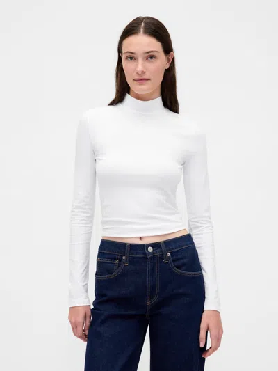 Gap Closeknit Jersey Mockneck T-shirt In White