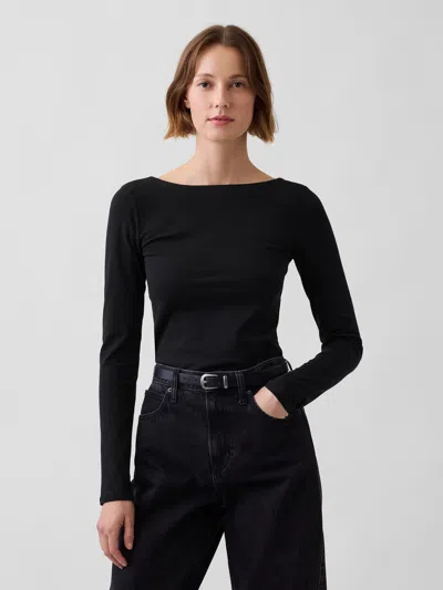 Gap Closeknit Jersey Scoop-back T-shirt In Black