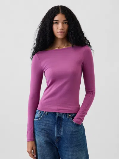 Gap Closeknit Jersey Scoop-back T-shirt In Dahlia Purple