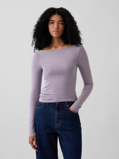 Gap Closeknit Jersey Scoop-back T-shirt In Dusty Mauve Purple