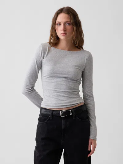 Gap Closeknit Jersey Scoop-back T-shirt In Light Grey