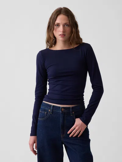 Gap Closeknit Jersey Scoop-back T-shirt In Navy Blue Uniform