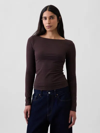 Gap Closeknit Jersey Scoop-back T-shirt In Terra Brown