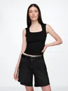 Gap Closeknit Jersey Square-neck Top In Black