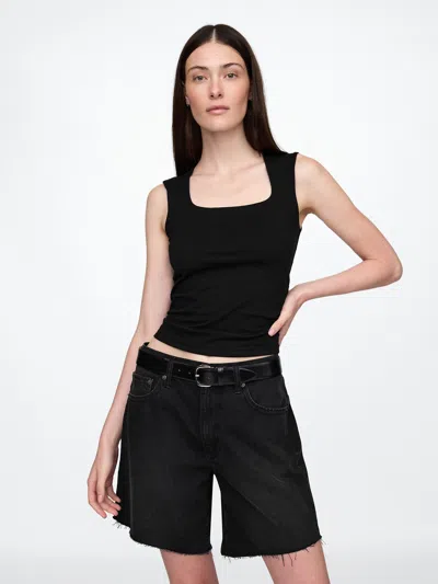 Gap Closeknit Jersey Square-neck Top In Black