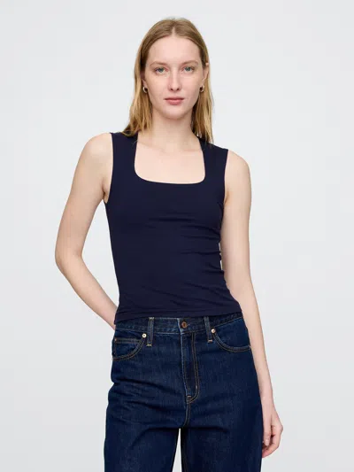 Gap Closeknit Jersey Square-neck Top In Navy Blue