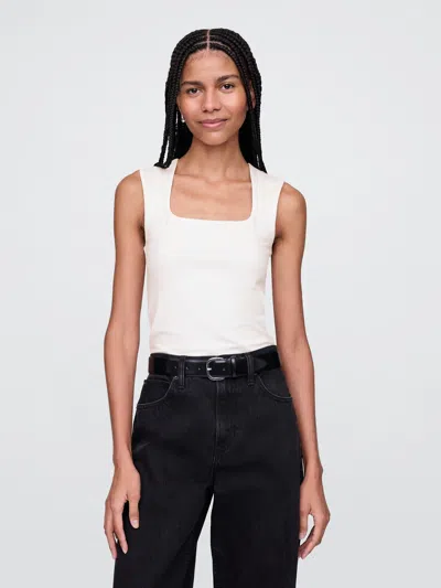 Gap Closeknit Jersey Square-neck Top In Off White
