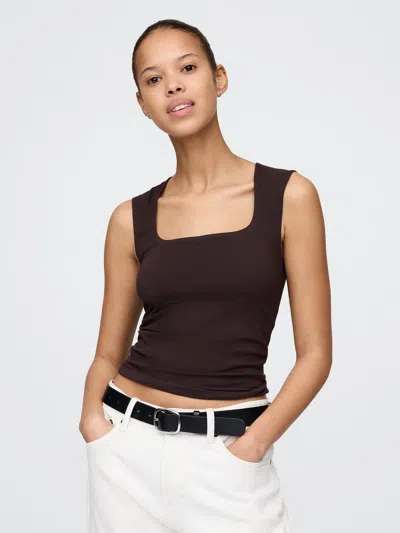 Gap Closeknit Jersey Square-neck Top In Terra Brown