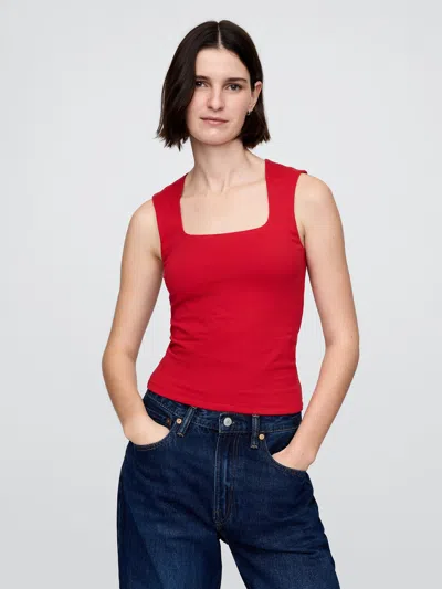 Gap Closeknit Jersey Square-neck Top In Tomato Sauce Red