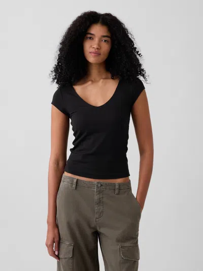 Gap Closeknit Jersey V-neck T-shirt In Black
