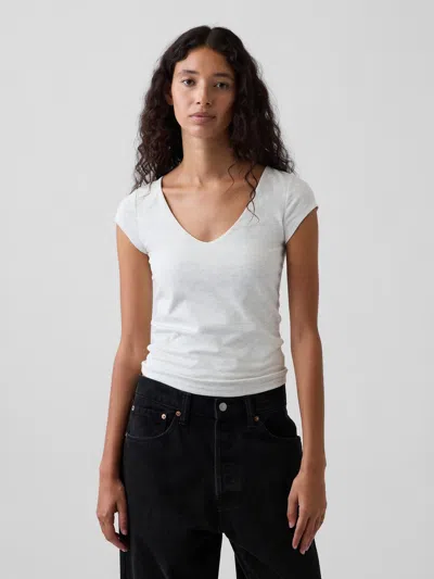Gap Closeknit Jersey V-neck T-shirt In Pale Heather Grey